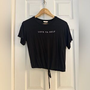 LOVE YA SELF Black Cropped Tee - Size S